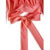 imageLYANER Womens Cute Off Shoulder Long Sleeve Self Tie Knot Crop Tube Top BlouseOrange