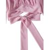 imageLYANER Womens Cute Off Shoulder Long Sleeve Self Tie Knot Crop Tube Top BlousePink