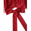 imageLYANER Womens Cute Off Shoulder Long Sleeve Self Tie Knot Crop Tube Top BlouseRed