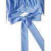 imageLYANER Womens Cute Off Shoulder Long Sleeve Self Tie Knot Crop Tube Top BlouseSky Blue