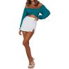 imageLYANER Womens Cute Off Shoulder Long Sleeve Self Tie Knot Crop Tube Top BlouseTeal Blue