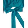 imageLYANER Womens Cute Off Shoulder Long Sleeve Self Tie Knot Crop Tube Top BlouseTeal Blue