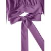 imageLYANER Womens Cute Off Shoulder Long Sleeve Self Tie Knot Crop Tube Top BlouseViolet