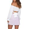 imageLYANER Womens Cute Off Shoulder Long Sleeve Self Tie Knot Crop Tube Top BlouseWhite