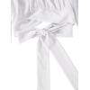 imageLYANER Womens Cute Off Shoulder Long Sleeve Self Tie Knot Crop Tube Top BlouseWhite