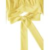 imageLYANER Womens Cute Off Shoulder Long Sleeve Self Tie Knot Crop Tube Top BlouseYellow