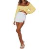 imageLYANER Womens Cute Off Shoulder Long Sleeve Self Tie Knot Crop Tube Top BlouseYellow