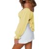 imageLYANER Womens Cute Off Shoulder Long Sleeve Self Tie Knot Crop Tube Top BlouseYellow