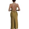 imageLYANER Womens Deep V Neck Tie Front Knot Long Sleeve Sexy Wrap Crop Top BlouseArmy Green