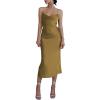 imageLYANER Womens Deep V Neck Tie Front Knot Long Sleeve Sexy Wrap Crop Top BlouseArmy Green