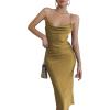 imageLYANER Womens Deep V Neck Tie Front Knot Long Sleeve Sexy Wrap Crop Top BlouseArmy Green