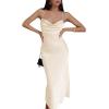 imageLYANER Womens Deep V Neck Tie Front Knot Long Sleeve Sexy Wrap Crop Top BlouseBeige