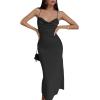 imageLYANER Womens Deep V Neck Tie Front Knot Long Sleeve Sexy Wrap Crop Top BlouseBlack