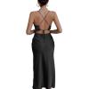 imageLYANER Womens Deep V Neck Tie Front Knot Long Sleeve Sexy Wrap Crop Top BlouseBlack