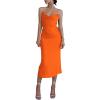 imageLYANER Womens Deep V Neck Tie Front Knot Long Sleeve Sexy Wrap Crop Top BlouseBright Orange