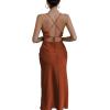 imageLYANER Womens Deep V Neck Tie Front Knot Long Sleeve Sexy Wrap Crop Top BlouseBrown Solid