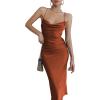 imageLYANER Womens Deep V Neck Tie Front Knot Long Sleeve Sexy Wrap Crop Top BlouseBrown Solid