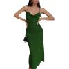 imageLYANER Womens Deep V Neck Tie Front Knot Long Sleeve Sexy Wrap Crop Top BlouseDark Green