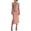 imageLYANER Womens Deep V Neck Tie Front Knot Long Sleeve Sexy Wrap Crop Top BlouseDusty Pink