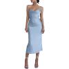 imageLYANER Womens Deep V Neck Tie Front Knot Long Sleeve Sexy Wrap Crop Top BlouseLight Blue