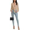 imageLYANER Womens Deep V Neck Tie Front Knot Long Sleeve Sexy Wrap Crop Top BlouseLight Khaki