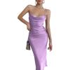 imageLYANER Womens Deep V Neck Tie Front Knot Long Sleeve Sexy Wrap Crop Top BlouseLight Purple