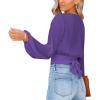 imageLYANER Womens Deep V Neck Tie Front Knot Long Sleeve Sexy Wrap Crop Top BlouseLilac