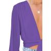 imageLYANER Womens Deep V Neck Tie Front Knot Long Sleeve Sexy Wrap Crop Top BlouseLilac