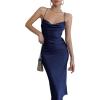 imageLYANER Womens Deep V Neck Tie Front Knot Long Sleeve Sexy Wrap Crop Top BlouseNavy Blue