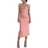 imageLYANER Womens Deep V Neck Tie Front Knot Long Sleeve Sexy Wrap Crop Top BlousePink