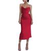 imageLYANER Womens Deep V Neck Tie Front Knot Long Sleeve Sexy Wrap Crop Top BlouseRed Solid