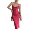 imageLYANER Womens Deep V Neck Tie Front Knot Long Sleeve Sexy Wrap Crop Top BlouseRose