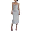 imageLYANER Womens Deep V Neck Tie Front Knot Long Sleeve Sexy Wrap Crop Top BlouseSilver