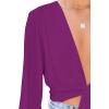 imageLYANER Womens Deep V Neck Tie Front Knot Long Sleeve Sexy Wrap Crop Top BlouseSolid Purple