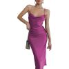 imageLYANER Womens Deep V Neck Tie Front Knot Long Sleeve Sexy Wrap Crop Top BlouseViolet