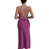 imageLYANER Womens Deep V Neck Tie Front Knot Long Sleeve Sexy Wrap Crop Top BlouseViolet