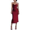 imageLYANER Womens Deep V Neck Tie Front Knot Long Sleeve Sexy Wrap Crop Top BlouseWine Red