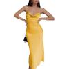 imageLYANER Womens Deep V Neck Tie Front Knot Long Sleeve Sexy Wrap Crop Top BlouseYellow