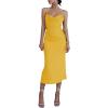 imageLYANER Womens Deep V Neck Tie Front Knot Long Sleeve Sexy Wrap Crop Top BlouseYellow