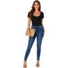 imageLYANER Womens Mesh Puff Sleeve Sweetheart V Neck Bodysuit Short Sleeve Leotards TopsBlack