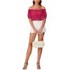 imageLYANER Womens Off Shoulder Short Sleeve Pleated Ruffle Trim Crop Top Blouse ShirtRose