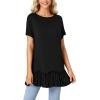 imageLYANER Womens Round Neck Bat Short Sleeve Ruffle Hem Casual Solid Tee Shirt Tunic TopsBlack