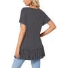 imageLYANER Womens Round Neck Bat Short Sleeve Ruffle Hem Casual Solid Tee Shirt Tunic TopsDark Gray