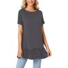 imageLYANER Womens Round Neck Bat Short Sleeve Ruffle Hem Casual Solid Tee Shirt Tunic TopsDark Gray