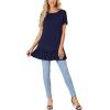 imageLYANER Womens Round Neck Bat Short Sleeve Ruffle Hem Casual Solid Tee Shirt Tunic TopsNavy Blue
