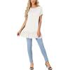 imageLYANER Womens Round Neck Bat Short Sleeve Ruffle Hem Casual Solid Tee Shirt Tunic TopsWhite