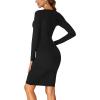 imageLYANER Womens Square Neck Bodice Dresses Long Sleeve Knee Length Bodycon Mini DressBlack