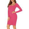 imageLYANER Womens Square Neck Bodice Dresses Long Sleeve Knee Length Bodycon Mini DressBright Pink