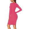 imageLYANER Womens Square Neck Bodice Dresses Long Sleeve Knee Length Bodycon Mini DressBright Pink