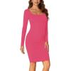 imageLYANER Womens Square Neck Bodice Dresses Long Sleeve Knee Length Bodycon Mini DressBright Pink